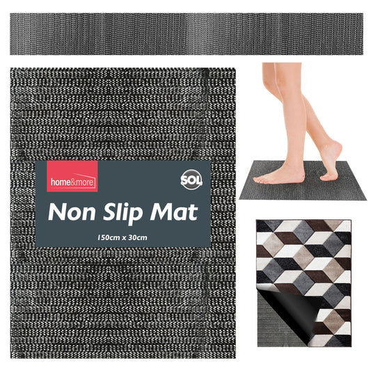 Black anti Slip Mat Roll 150X30Cm | Grip Matting Matt Drawer Liner Multi Purpose